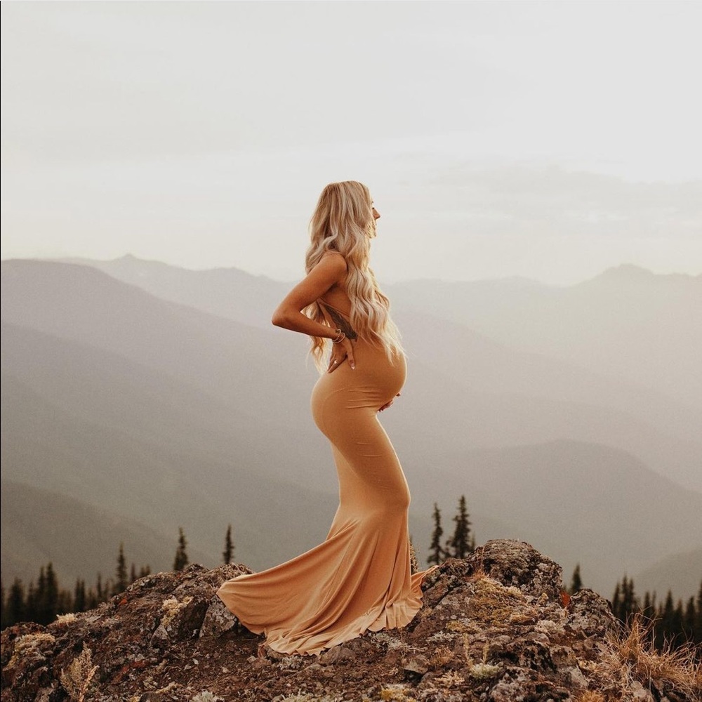 Norma Kamala fishtail gown nude